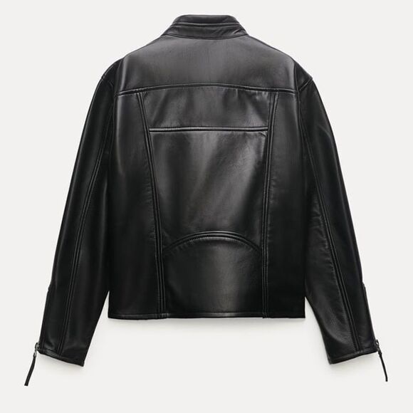 ZW COLLECTION ZIPPERED GENUINE LEATHER JACKET - Picture 6 of 16